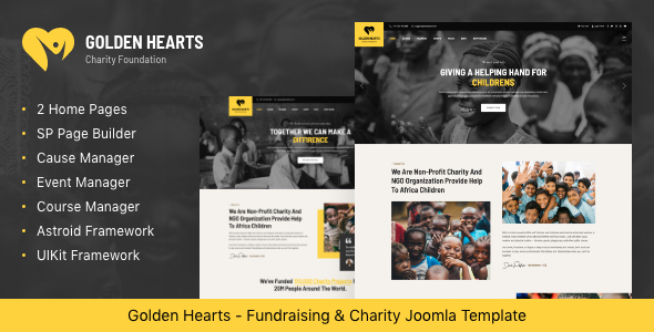 Golden Hearts | Fundraising & Charity Joomla Template