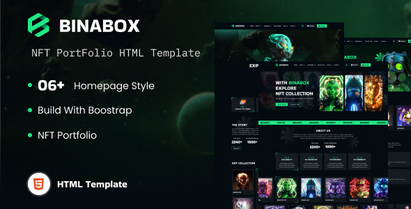 Binabox | NFT Portfolio HTML Template product preview