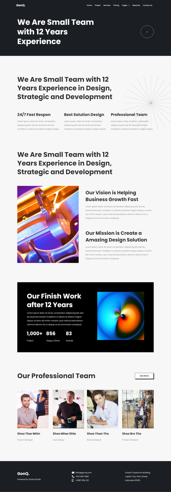 GonQ Creative Portfolio Agency Elementor Template Kit