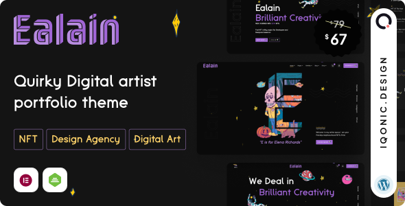 Ealain - Digital Artist Portfolio WordPress Theme with Figma