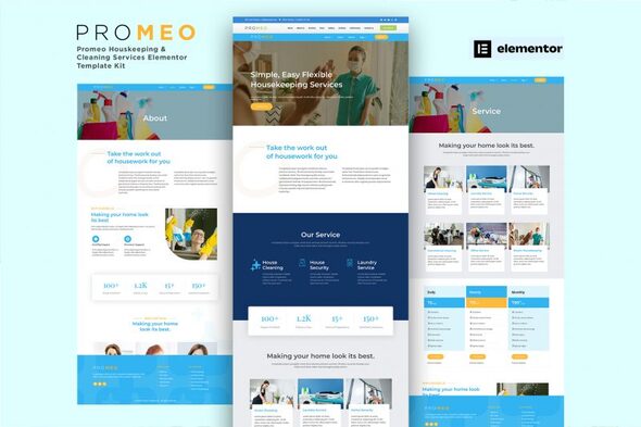 Promeo Houskeeping & Cleaning Services Elementor Template Kit listing image