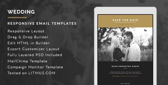 Wedding Invitation Card Email Template + Builder Access