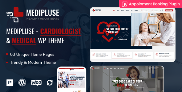 Medipluse - Cardiologist and Medical WordPress Theme with Appointments Booking