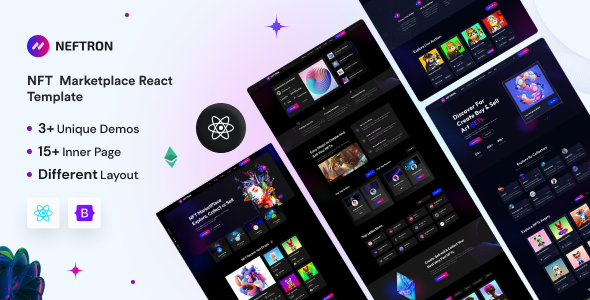 Neftron – NFT and Crypto Marketplace React Template