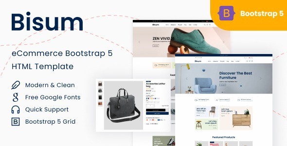 Preview image for Bisum - eCommerce Bootstrap 5 HTML Template