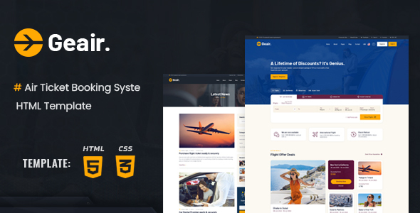 Product preview supplied for Geair - Air Ticket Booking System HTML5 Template