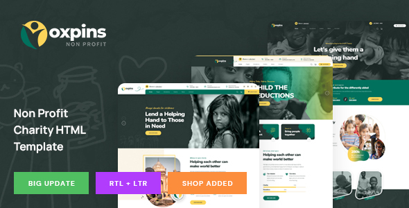 Preview image for Oxpins - Non Profit Charity HTML Template