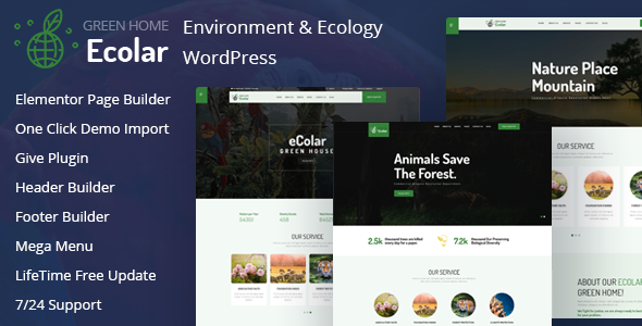 Ecolar - Environment & Ecology WordPress Theme product preview