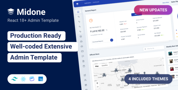 Midone - Tailwind CSS React Admin Dashboard Template