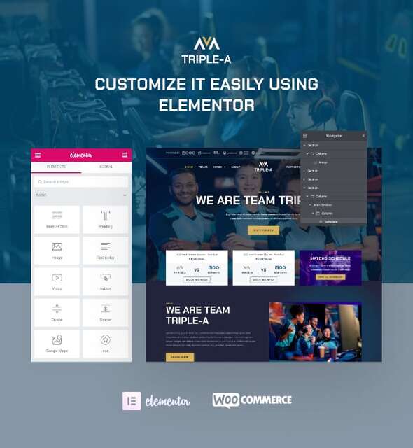 Triple-A - eSport Team Gaming WooCommerce  Elementor Template Kit