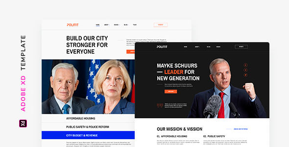 Politit – Political Party Template for Adobe XD