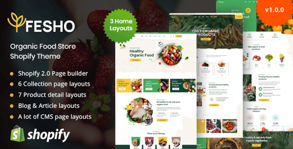 Fesho - Organic Food Shopify Page Builder Theme product preview