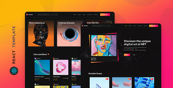 Product preview supplied for Xchain – NFT Marketplace React Template