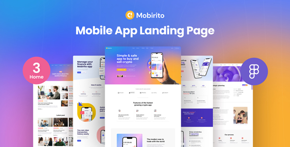 Mobirito - App Landing Page Figma Template product preview