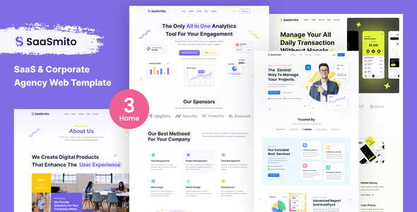 SasSmito - Saas & Corporate Agency Website XD Template