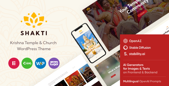 Shakti - Ashram & Religion Krishna Temple WordPress Theme product preview