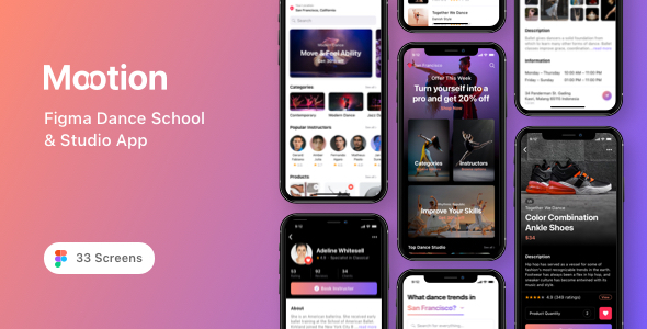 Mootion - Figma Dance School & Studio App listing image