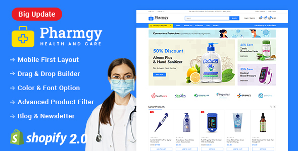 Pharmgy - Medical Store Sectioned Shopify 2.0 Responsive Theme