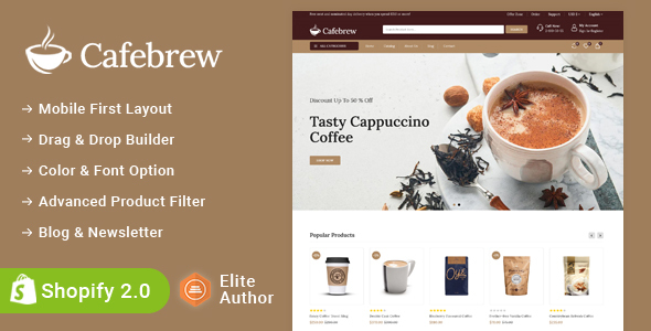Cafebrew - Cafe Coffee Store Shopify 2.0 Responsive Theme