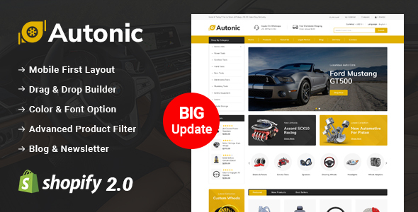 Autonic - Auto Parts Store Shopify 2.0 Responsive Theme listing image