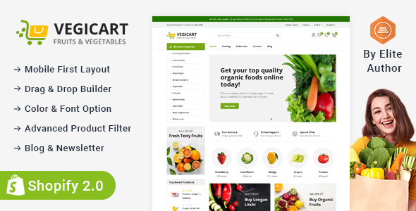 Vegicart - Organic Fruits & Vegitable Store Shopify 2.0 Responsive Theme