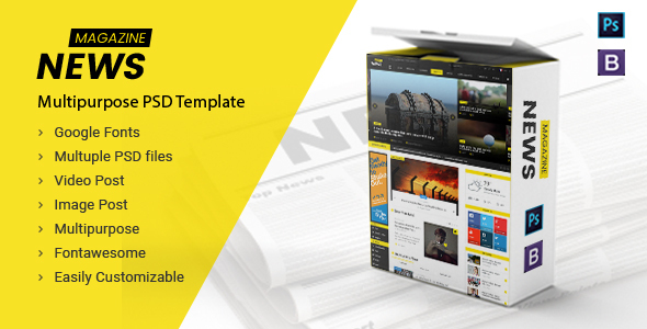 News Magazine - Multipurpose News Magazine PSD Template product preview