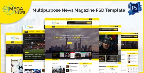 Mega News - Multipurpose News Magazine PSD Template product preview