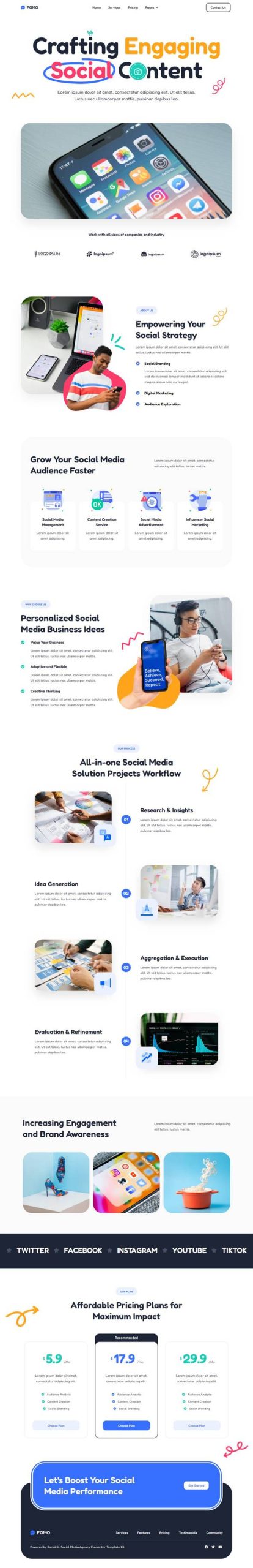 FOMO - Social Media Marketing Agency Elementor Template Kit