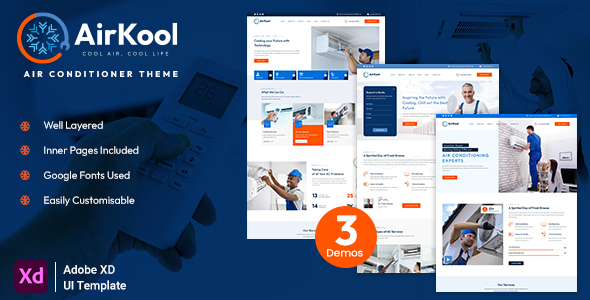AirKool - Air Conditioning & Heating Company XD Website Design Template