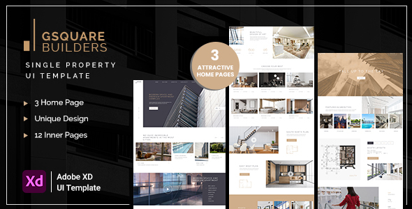 Gsquare - Single Property, Realestate Website Adobe XD Template