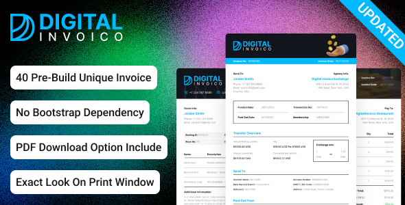 Product preview supplied for Invoice HTML Template for Ready to Print - Digital Invoico