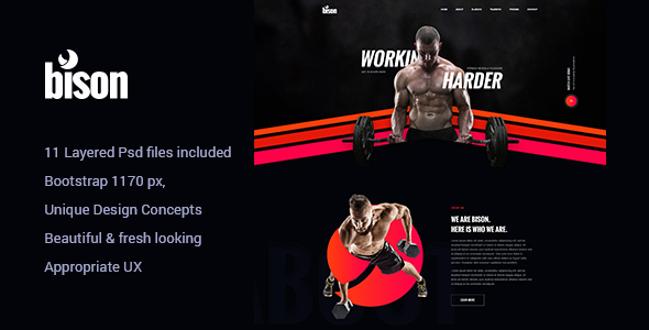 Byson - Gym, Fitness & Sports PSD Template listing image