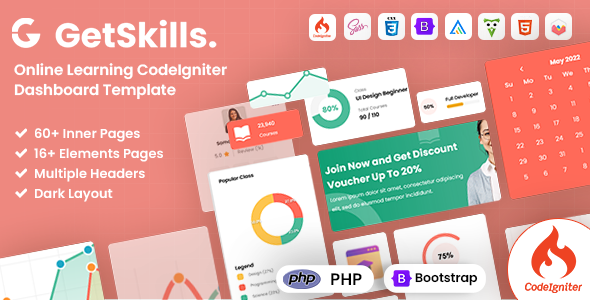 GetSkills : Online Learning Codeigniter Admin Dashboard