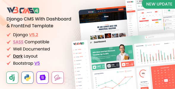 W3CMS - Pre-Build Django CMS Admin + Frontend