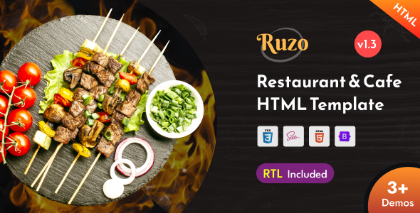 Ruzo - Restaurant Cafe & Fast Food Shop Bootstrap 5 Template