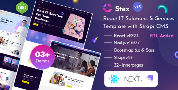 Stax - React Nextjs 16 IT Services & Startup Template with Strapi 4