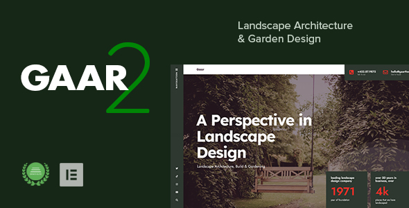 Gaar - Landscape Architecture & Garden Design WordPress Theme product preview