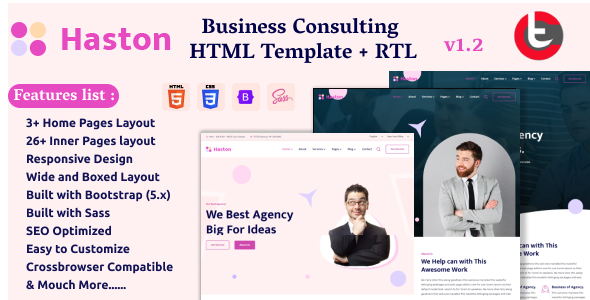 Haston - Business Consulting HTML Template + RTL Supported listing image