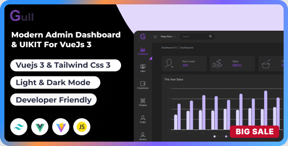 Gull - Vue Tailwind Admin Template