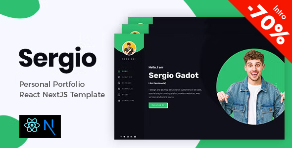 Product preview supplied for Sergio – Personal Portfolio React NextJS Template