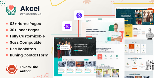 Akcel - Crowdfunding & Charity HTML5 Template product preview