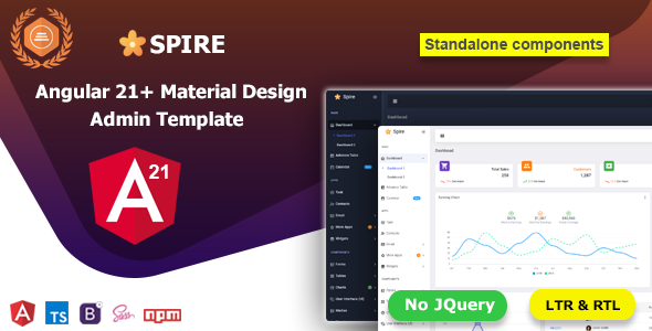 Spire - Angular 21+ Material Design Admin Dashboard Template