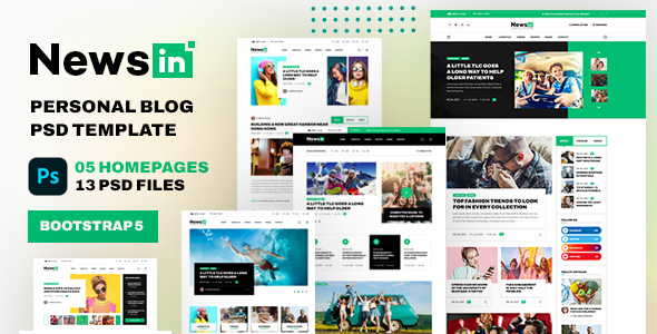 NewsIN - Modern Personal Blog PSD Template