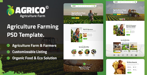 Agrico - Agriculture Farm PSD Template product preview