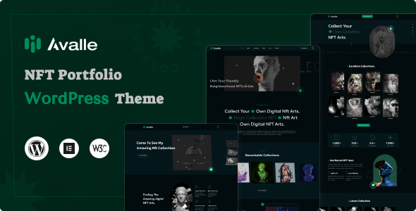 Product preview supplied for Avalle - NFT Portfolio WordPress Theme