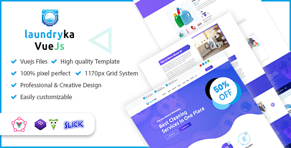 Laundryka - Dry Cleaning Services VueJS Ecommerce Template
