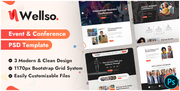 Wellso - Event & Conference PSD Template product preview