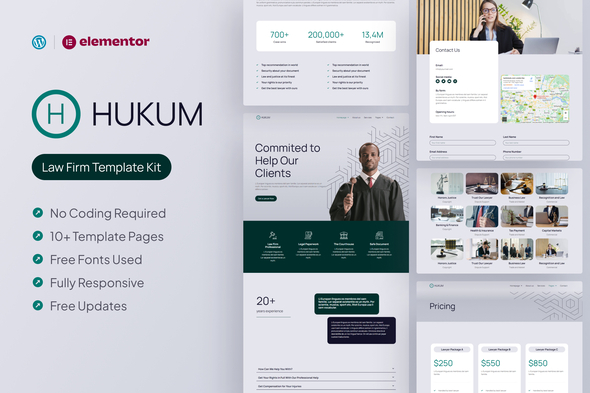 Hukum - Law Firm Elementor Template Kit