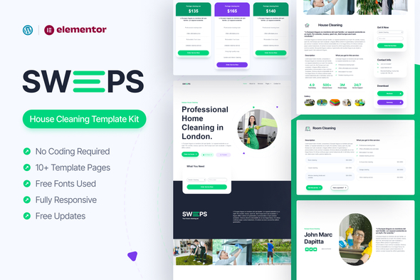 Sweeps - House Cleaning Elementor Template Kit