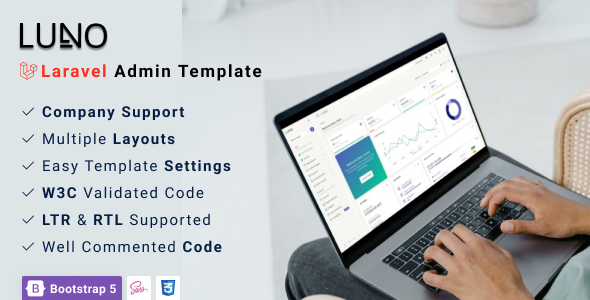 LUNO | Laravel Admin Dashboard Template for Multi-Domain Solution